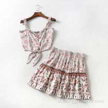 SPRING Women&#39;s Set Small Sling Top dengan Rok